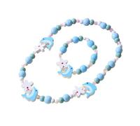 MHDAMAI Colgante Unicornio Niñas Collar Pulsera Set,Niños Delfines Joyas de Madera Kit Collar de Cuentas de Madera Elásticas Unicornio Princesa Beads Regalo para la Fiesta de Cumpleaños Pretender
