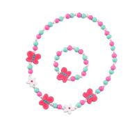 MHDAMAI Colgante Unicornio Niñas Collar Pulsera Set,Niños Mariposa Joyas de Madera Kit Collar de Cuentas de Madera Elásticas Unicornio Princesa Beads Regalo para la Fiesta de Cumpleaños Pretender