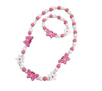 MHDAMAI Colgante Unicornio Niñas Collar Pulsera Set,Niños Mariposa Joyas de Madera Kit Collar de Cuentas de Madera Elásticas Unicornio Princesa Beads Regalo para la Fiesta de Cumpleaños Pretender