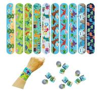 MHDAMAI Pulseras Slap,Slap Bracelets 10Pcs Dinosaurios Niños Pulsera de Juguete Bofetada Banda de Pulsera Niñas Fiesta Cumpleaños de Infantil Rellenos de Bolsa de Fiesta