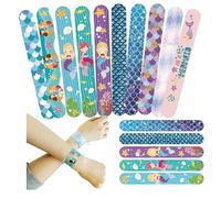 MHDAMAI Pulseras Slap,Slap Bracelets 10Pcs Sirena Niños Pulsera de Juguete Bofetada Banda de Pulsera Niñas Fiesta Cumpleaños de Infantil Rellenos de Bolsa de Fiesta