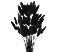 MHDAMAI Secas Naturales Cola de Conejo Flor,Hierba Seca de Cola de Conejo 60pcs Hierba de Pampas Secas para La Sala de Estar del Hogar Decoración de Racimos de Flores,Negro