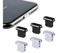 MHDAMAI Tapones Antipolvo Tapones Protectores de Enchufe Antipolvo Cubierta Antipolvo Protege Carga Metálica Enchufes Antipolvo Compatible para 13 Pro MAX XS 6 Piezas,Negro Plata