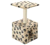 Mhdvray Árbol rascador para gatos con tronco de sisal, 55 cm de alto, muebles para gatos con casa y plataforma, resistente árbol trepador para gatitos, tronco de rascador beige con patrón de patas