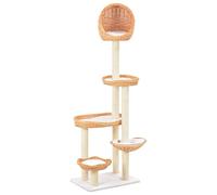 Mhdvray Árbol rascador para gatos de 172 cm de alto, estable con 5 cestas de mimbre y columnas rascadoras de sisal, diseño natural de mimbre con cojín extraíble para gatos grandes y pequeños