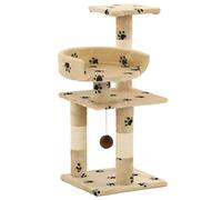 Mhdvray Árbol rascador para gatos de 65 cm de alto con columnas de sisal e impresión de patas, árbol de escalada estable para gatos de apartamento, con plataforma de observación, pelota de juego y