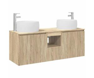 Mhdvray Juego de 3 armarios de baño de roble Sonoma 49,5 x 44,5 x 66 cm | Mueble de baño de pared para baño de invitados con puerta oscilante de 90 grados, perforación flexible y amplio espacio de