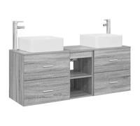 Mhdvray Juego de 3 armarios para baño, diseño de Sonoma, color gris | Juego de muebles de baño de montaje en pared para ahorrar espacio, incluye 4 cajones y perforación flexible.