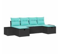 Mhdvray Juego de 6 sofás de jardín, polirratán, color negro | Juego de muebles modulares de 6 piezas para terraza y jardín con posición flexible y diseño de ratán resistente