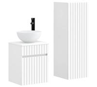 Mhdvray Juego de muebles de baño, 2 piezas, armario colgante, color blanco | Mueble de baño montado en la pared de madera con montaje en puerta flexible e insertos de perforación para montaje libre de