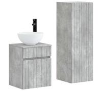 Mhdvray Juego de muebles de baño, 2 piezas, color gris hormigón, montaje en | Conjunto de armario colgante de madera para ahorrar espacio para el baño pequeño con capacidad de perforación flexible.