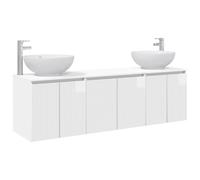 Mhdvray Juego de muebles de baño, 3 piezas, color blanco brillante | Armario colgante flexible de madera para el cuarto de baño con mucho espacio de almacenamiento y montaje de perforación