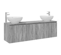 Mhdvray Juego de muebles de baño de 3 piezas, montaje en pared, color gris | Juego de muebles de baño para colgar en la pared de madera con opción de perforación flexible y mucho espacio de