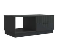 Mhdvray Mesa de centro negra 90 x 50 x 37 cm de madera con puerta oscilante | Moderna mesa auxiliar para el salón con dos compartimentos, prácticas puertas batientes y cuerpo de madera.