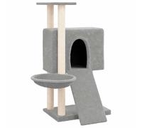 Mhdvray Rascador de 96 cm de alto con columnas rascadoras de sisal, gris claro, torre estable con casa para gatos, hamaca, escalera y plataforma, muebles para gatos de varios niveles de felpa