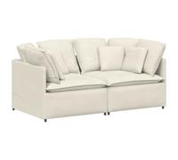 Mhdvray Sofá modular con cojín, color crema, 2 piezas | Sistema modular flexible para sala de estar y zona de invitados con acolchado de terciopelo suave y construcción de metal