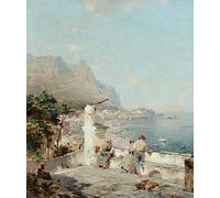 MHFFDYIV Famoso Impresión de Imagen Impresiones en Lienzo Arte Artista famoso Golfo de Nápoles por Richard Unterberger para la Decoración del Hogar de la Oficina 60x90cm