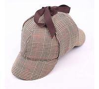 MHGLOVES Sombreros De Fiesta Divertidos Sombrero De Sherlock Holmes Sombrero De Detective Sombrero De Venado Tweed De Espiga Sombrero De Sherlock Holmes Accesorio De Disfraces (56-58 Cm),Caqui