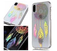 MHHQ Funda iPhone X, Slim Luxury Glitter Sparkle Bling Cute Case con Rave Holographic Laser Brillante Flexible Transparente Crystal Clear Soft TPU Silicone Case Cover para iPhone X -2