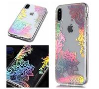 MHHQ Funda iPhone X, Slim Luxury Glitter Sparkle Bling Cute Case con Rave Holographic Laser Brillante Flexible Transparente Crystal Clear Soft TPU Silicone Case Cover para iPhone X -9