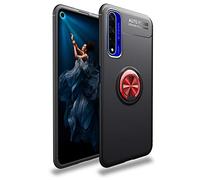 MHHQ Huawei Honor 20 Funda, Ultra Slim TPU 360 Degree Ring Kickstand Soporte Giratorio Magnetic Car Mount Multifunción Protectora Delgada Caso Case para Huawei Honor 20 -Negro + Rojo