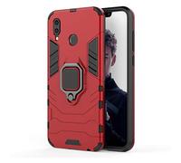 MHHQ Huawei Honor Play Funda, 2in1 Armadura Combinación A Prueba de Choques Escudo Cáscara Dura PC + TPU con Soporte Magnetic Car Mount Case Cover para Huawei Honor Play -Red