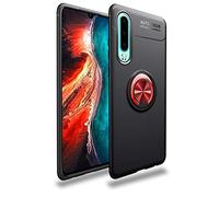 MHHQ Huawei P30 Funda, Ultra Slim TPU 360 Degree Ring Kickstand Soporte Giratorio Magnetic Car Mount Multifunción Protectora Delgada Caso Case para Huawei P30 -Negro + Rojo