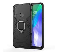MHHQ para Huawei Y6P Funda, 2in1 Armadura Combinación A Prueba de Choques Escudo Cáscara Dura PC + TPU con Soporte Magnetic Car Mount Case Cover para Huawei Y6P -All Black