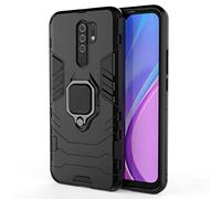MHHQ para Xiaomi Redmi 9 Funda, 2in1 Armadura Combinación A Prueba de Choques Escudo Cáscara Dura PC + TPU con Soporte Magnetic Car Mount Case Cover para Xiaomi Redmi 9 -All Black