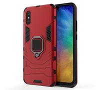 MHHQ para Xiaomi Redmi 9A Funda, 2in1 Armadura Combinación A Prueba de Choques Escudo Cáscara Dura PC + TPU con Soporte Magnetic Car Mount Case Cover para Xiaomi Redmi 9A -Red