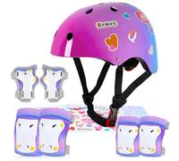 MHJY Casco Bicicleta Niño con Pegatinas DIY para Niñas Casco de Bici Edad 3-8 Años Rodilleras y Coderas de Unicornio Equipo de Protección Ajustable para Ciclismo, Skate, Patinete, Patines