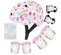 MHJY Casco Bicicleta Niño con Pegatinas DIY para Niñas Casco de Bici Edad 3-8 Años Rodilleras y Coderas de Unicornio Equipo de Protección Ajustable para Ciclismo, Skate, Patinete, Patines