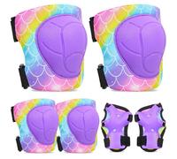 MHJY Protecciones Patines Niña 7 Piezas Rodilleras y Coderas Niño Unicornio con Hebilla Ajustable en Patinaje Línea, Skate, Scooter, Skateboard, Bicicleta 3-8 Años