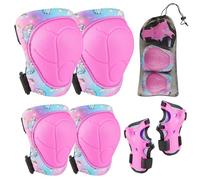 MHJY Protecciones Patines Niña 7 Piezas Rodilleras y Coderas Niño Unicornio con Hebilla Ajustable en Patinaje Línea, Skate, Scooter, Skateboard, Bicicleta 3-8 Años