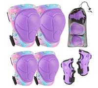 MHJY Protecciones Patines Niña Rodilleras y Coderas Niño 7 Piezas Hebilla Ajustable en Patinaje Línea, Skate, Scooter, Skateboard, Bicicleta 3-8 Años