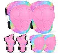 MHJY Protecciones Patines Niña Rodilleras y Coderas Niño 7 Piezas Hebilla Ajustable en Patinaje Línea, Skate, Scooter, Skateboard, Bicicleta 3-8 Años