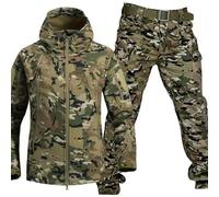MHNFGDSE Chaqueta Y Pantalones Tácticos para Hombre Larga Ripstop Multicam Ropa De Airsoft Woodland BDU Hunting Uniforme Militar Impermeable Traje De Ropa De Sudadera con Capucha,E,L