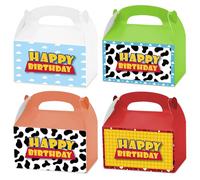 MHOHAIEJ 16 bolsas de regalo de fiesta de dibujos animados con patrón de vaca, bolsas de regalo de cumpleaños, bolsas de papel para caramelos, suministros de fiesta