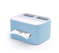 MHTECH Caja de pañuelos, Soporte para Control Remoto, Soporte para pañuelos, Caja de Almacenamiento, Soporte para bolígrafos, Caja de pañuelos cosméticos (Azul)