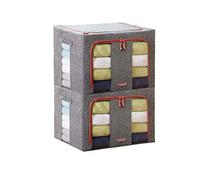 MHtech Conjunto de organizadores Plegables para Bolsas -Soporte de Metal Incorporado,con Cremallera y Ventana Transparente para Edredón, Ropa de Temporada, Ropa de Cama (Gris-2)