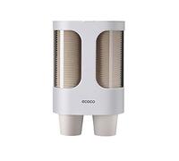 MHTECH Dispensador de vasos de papel desechables,hecho de plástico respetuoso con el medio ambiente,resistente al agua y al polvo,Diseño de montaje en pared-Tubo doble de gran capacidad-blanco