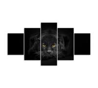 MHTGD Cuadros Salon 5 Pieza Lienzo Poster Pantera Negra Animal Salvaje 5 Paneles Cuadros Decoracion Salon Grandes Lienzo Impresa Decoración Cuadros Decoracion Salon Grandes