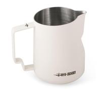 MHW-3BOMBER Jarra espumadora de leche de 12 onzas/350 ml, taza espumadora de leche expreso, jarra de vapor de acero inoxidable, taza de espumador de leche barista latte blanco P6013W-OS