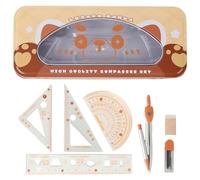 MHwan Compas Escolar, 7 Piezas Animales lindos, Robusta y Duradera, Juego de Geometría Para Escuelas Secundarias, Popular Entre los Niños, Juego de Escuadra Cartabon y Transportador