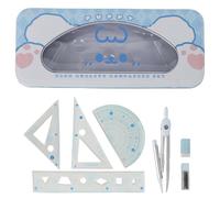 MHwan Compas Escolar, 7 Piezas Animales lindos, Robusta y Duradera, Juego de Geometría Para Escuelas Secundarias, Popular Entre los Niños, Juego de Escuadra Cartabon y Transportador