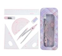 MHwan Compas Escolar, Kit de Aprendizaje Completo, Equipado con una Caja Exterior Robusta y Exquisita a Prueba de Golpes, Los Juego de Escuadra Cartabon y Transportador Que Aman los Niños