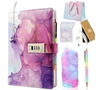 MHwan Diario Secreto Niña, Set de Regalo de 6 Piezas para Niña, Viene con Bolsa de Regalo, Diario con Candado Con Funda de Cuero PU Impermeable, Exquisitos Regalos de Cumpleaños Vacaciones para Niñas