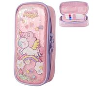MHwan Estuche Escolar 3 Compartimentos, Estuche Niña Colorido con Arena Movediza de Unicornio, Tela Oxford Gruesa, Resistente Al Desgaste y Duradero, Regreso a Clases para Niñas