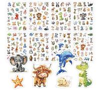 MHwan Pegatinas Infantiles, 8 Animales Stickers de Pegatinas con Purpurina, 197 Diseños, Lámina Holográfica, Antirreflectantes, Seguras, Impermeables, Duraderas, Perfectas para Regalos Niñas y Niños