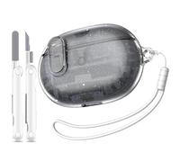 MHYALUDO Beat Studio Buds Plus (2023) / Beat Studio Buds 2021 Funda con Cierre Seguro, Transparente Suave TPU de Grado Militar a Prueba de Golpes con bolígrafo de Limpieza, Gitter Negro